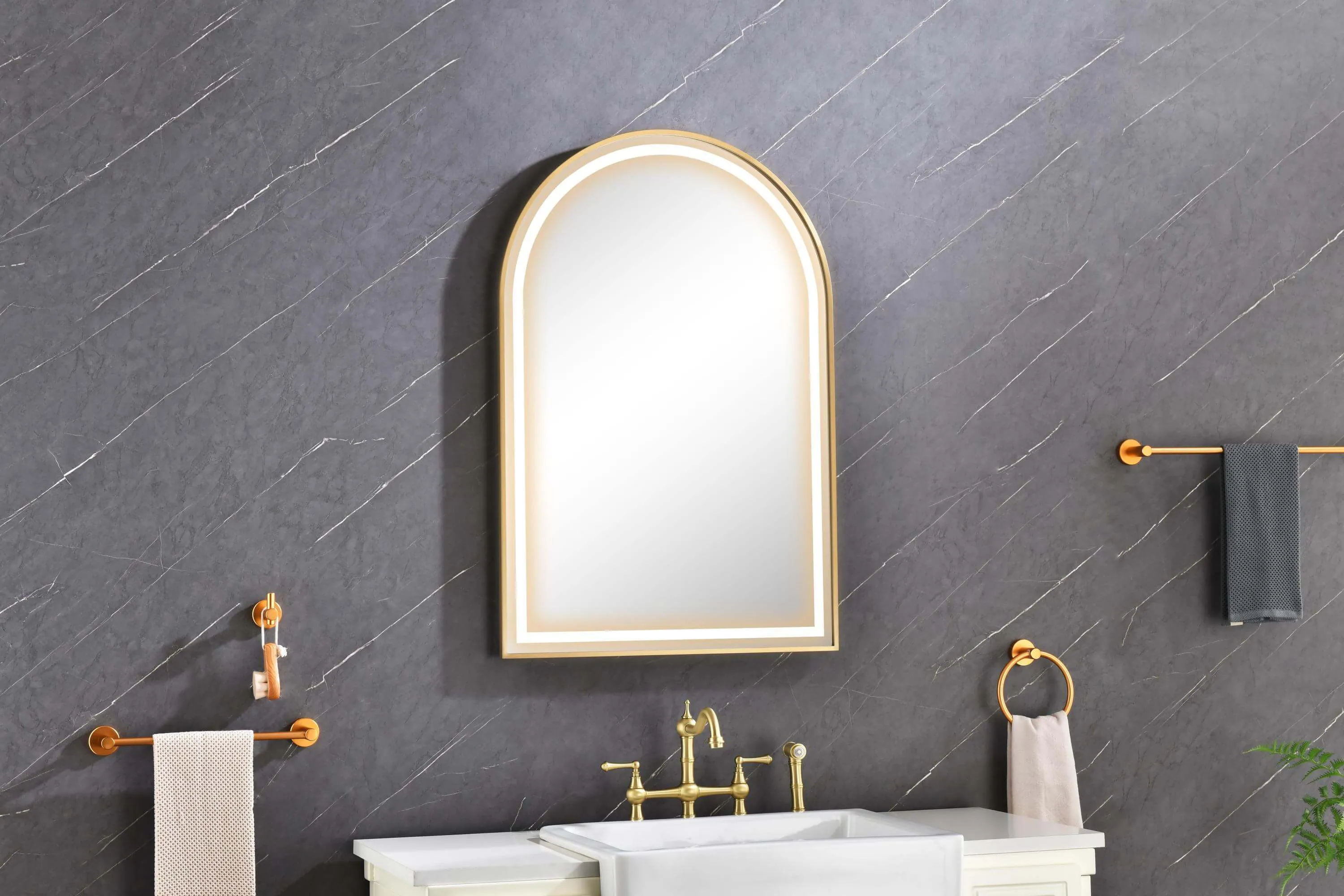 Brushed Gold 39in.x26in. LED Mirror - Anti-Fog & Dimmable