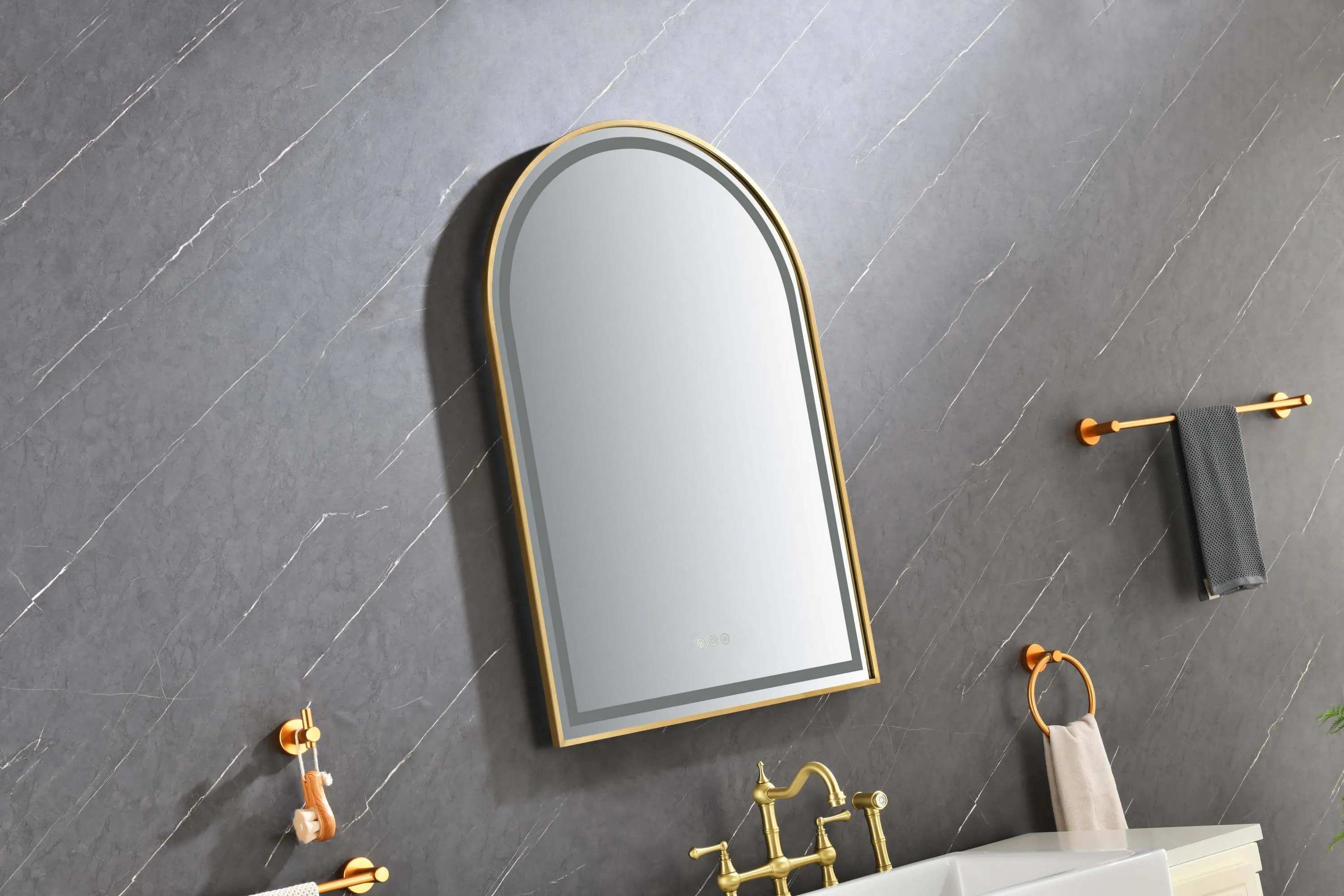 Brushed Gold 39in.x26in. LED Mirror - Anti-Fog & Dimmable
