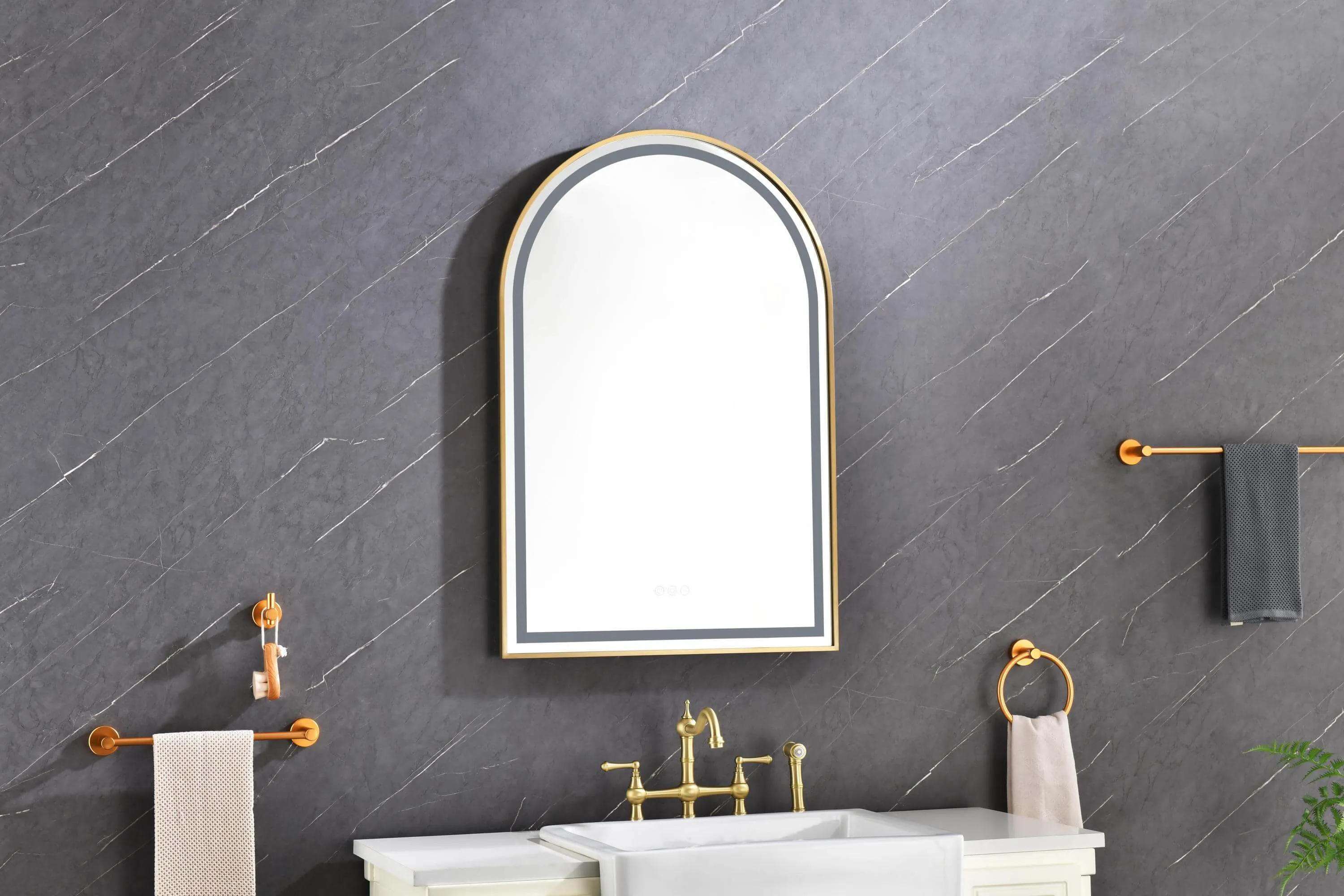 Brushed Gold 39in.x26in. LED Mirror - Anti-Fog & Dimmable