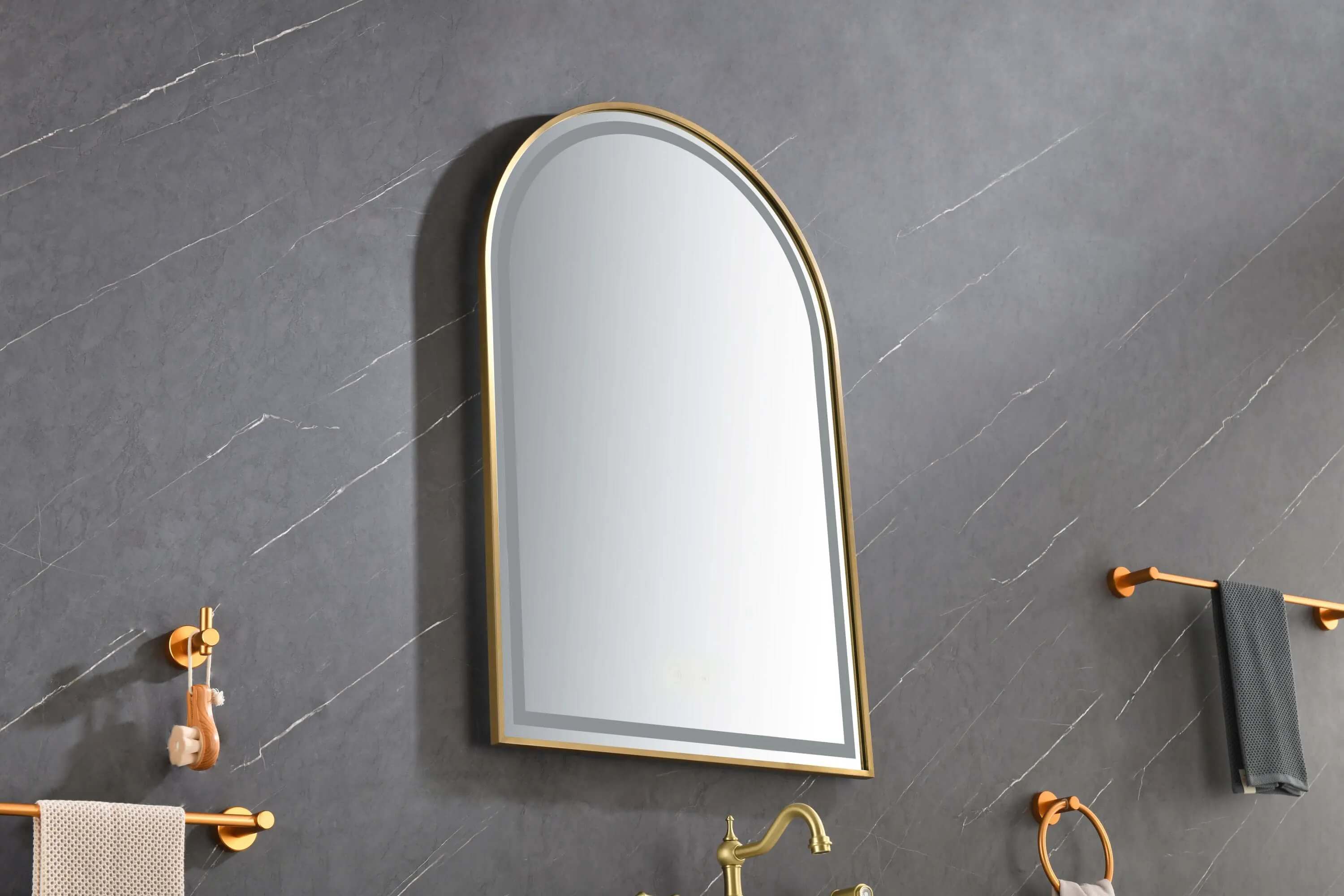 Brushed Gold 39in.x26in. LED Mirror - Anti-Fog & Dimmable