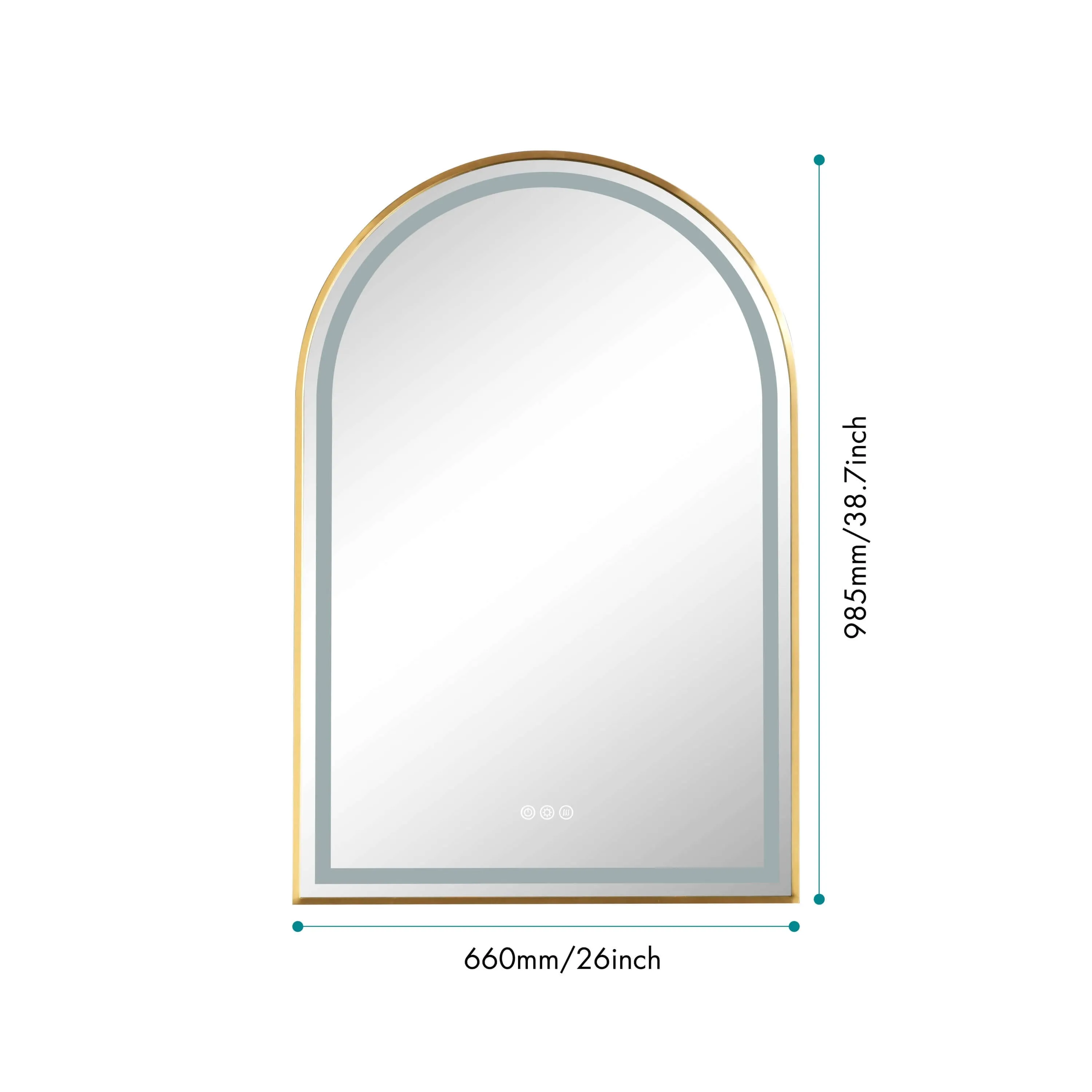 Brushed Gold 39in.x26in. LED Mirror - Anti-Fog & Dimmable