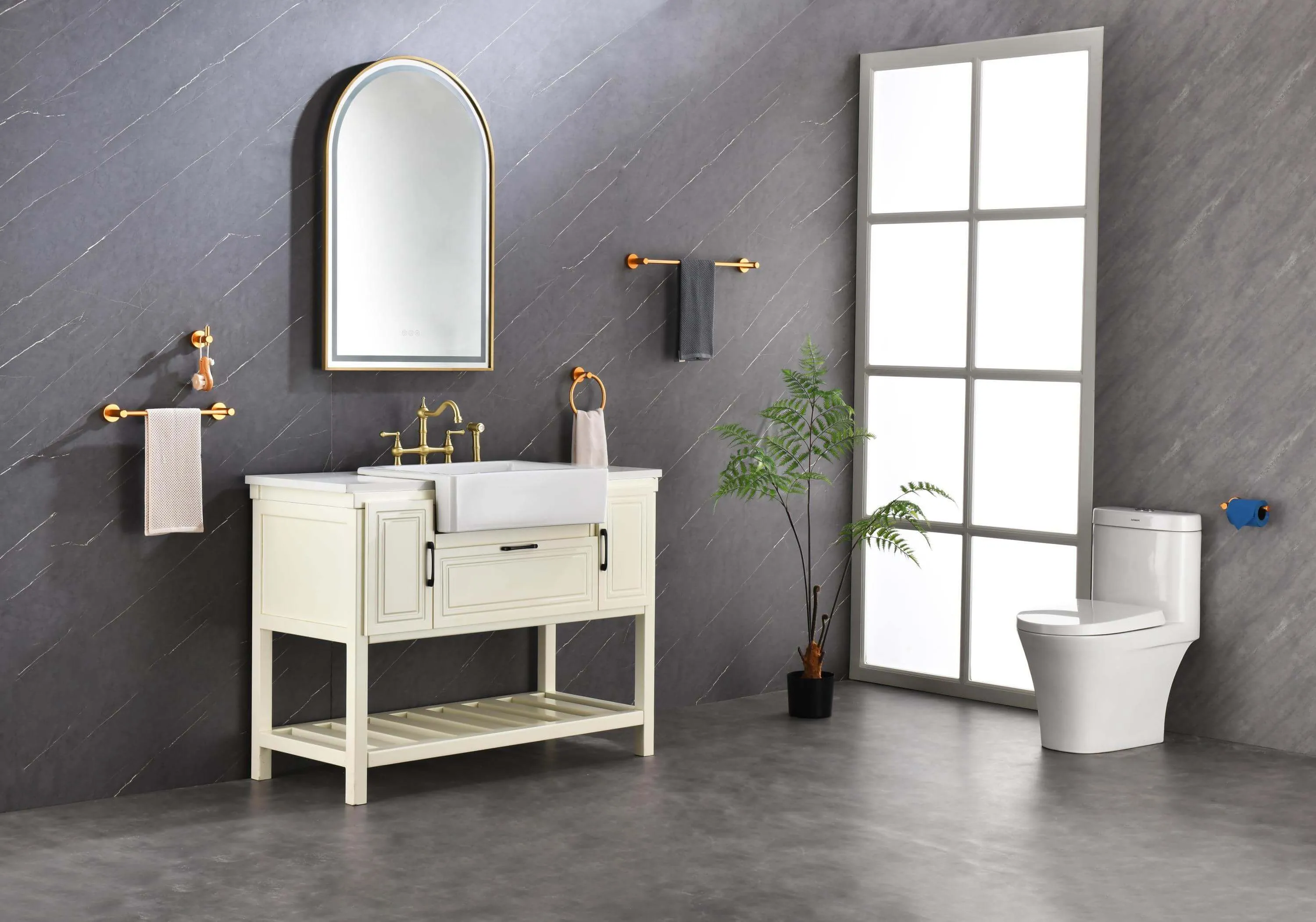 Brushed Gold 39in.x26in. LED Mirror - Anti-Fog & Dimmable