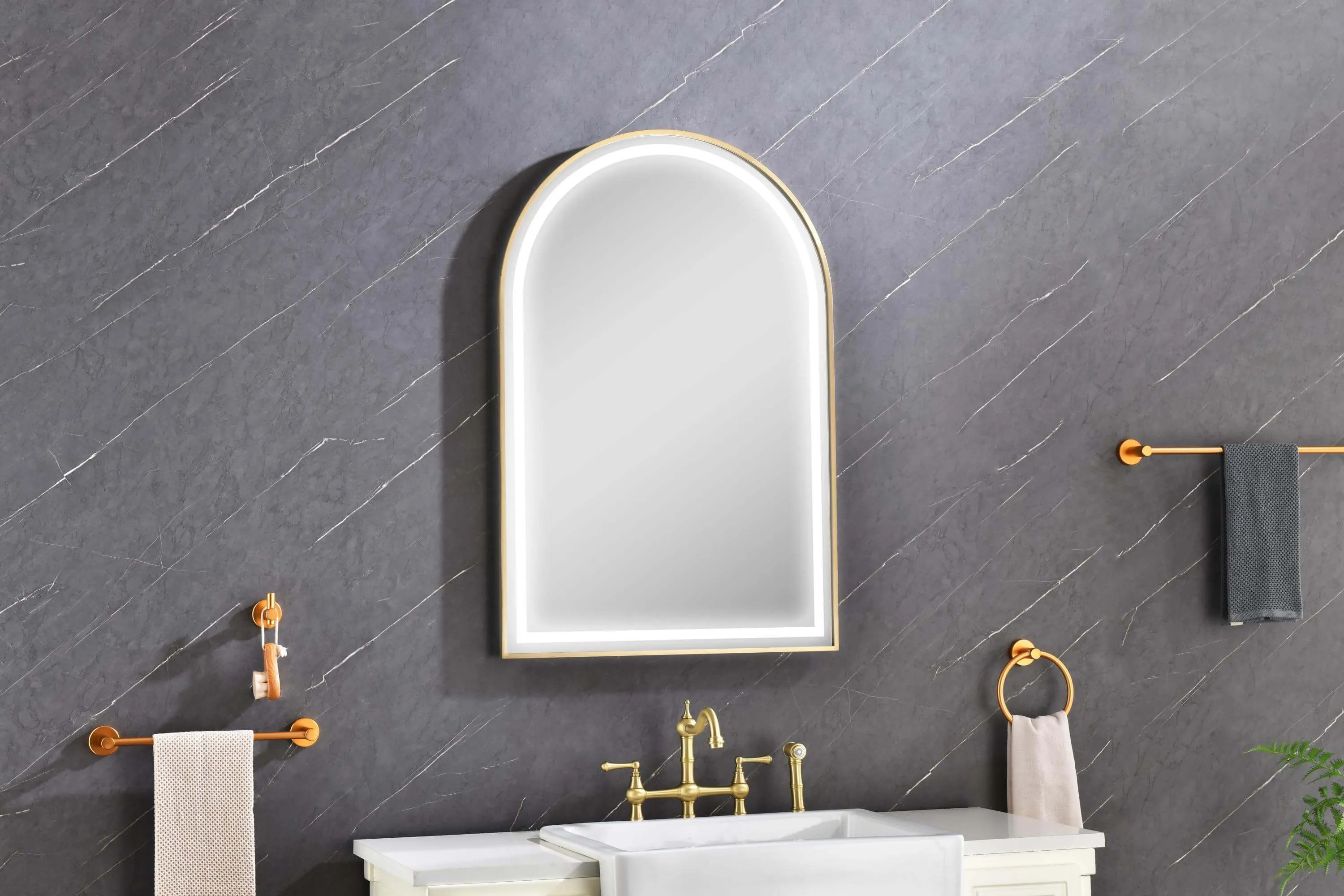 Brushed Gold 39in.x26in. LED Mirror - Anti-Fog & Dimmable