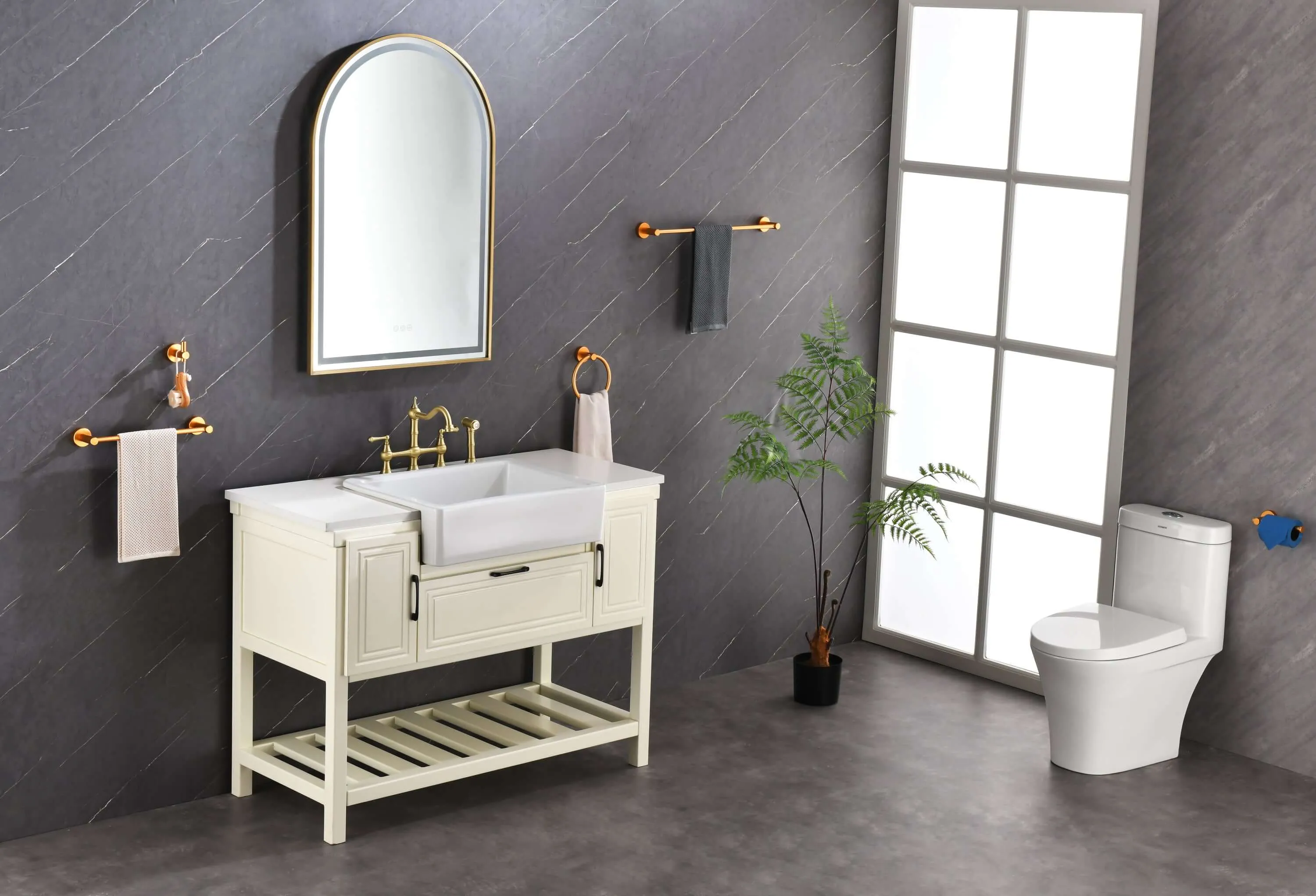 Brushed Gold 39in.x26in. LED Mirror - Anti-Fog & Dimmable