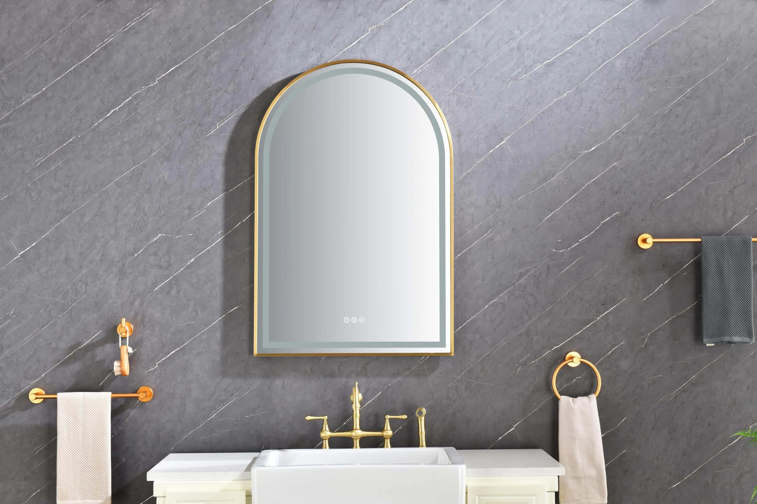 Brushed Gold 39in.x26in. LED Mirror - Anti-Fog & Dimmable