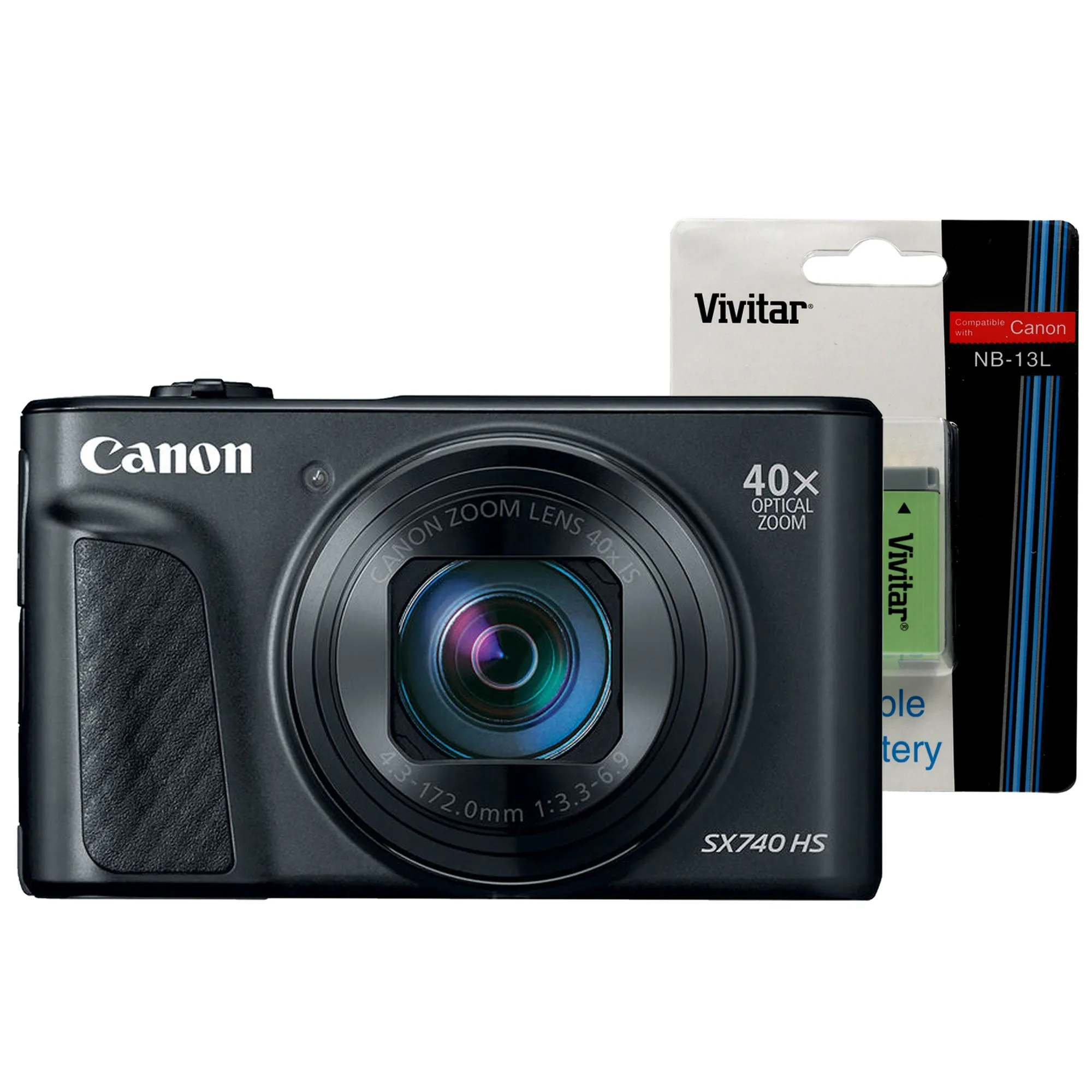 Canon PowerShot SX740 Bluetooth Wi-fi Digital Camera Black with Replacement Battery