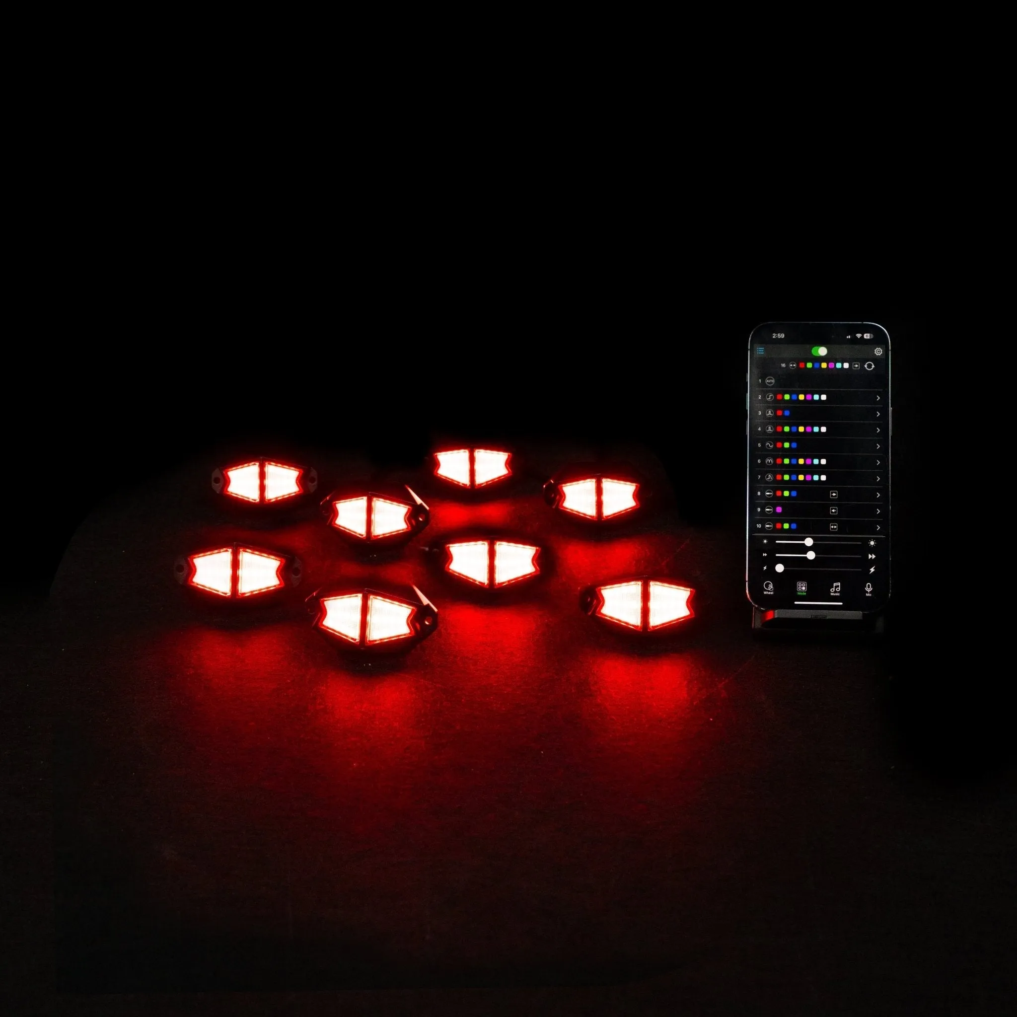 Chasing RGB Rock Lights - 8 Pack