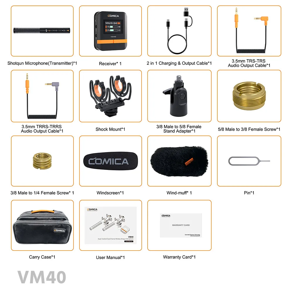 Comica Audio VM40 Super Cardioid Wireless Shotgun Microphone (2.4 GHz)