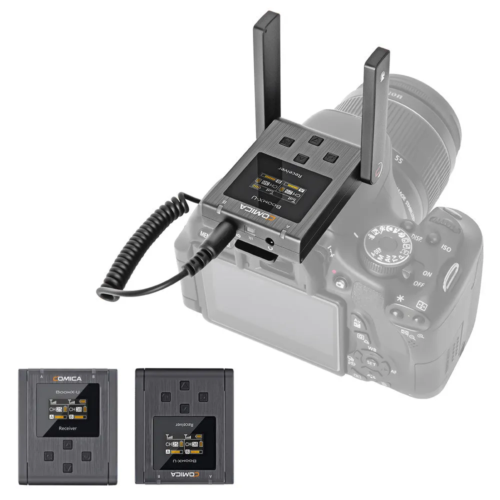 Comica BoomX-U U2 Broadcasting-Level Multi-functional Mini UHF Wireless Microphone Dual Channel
