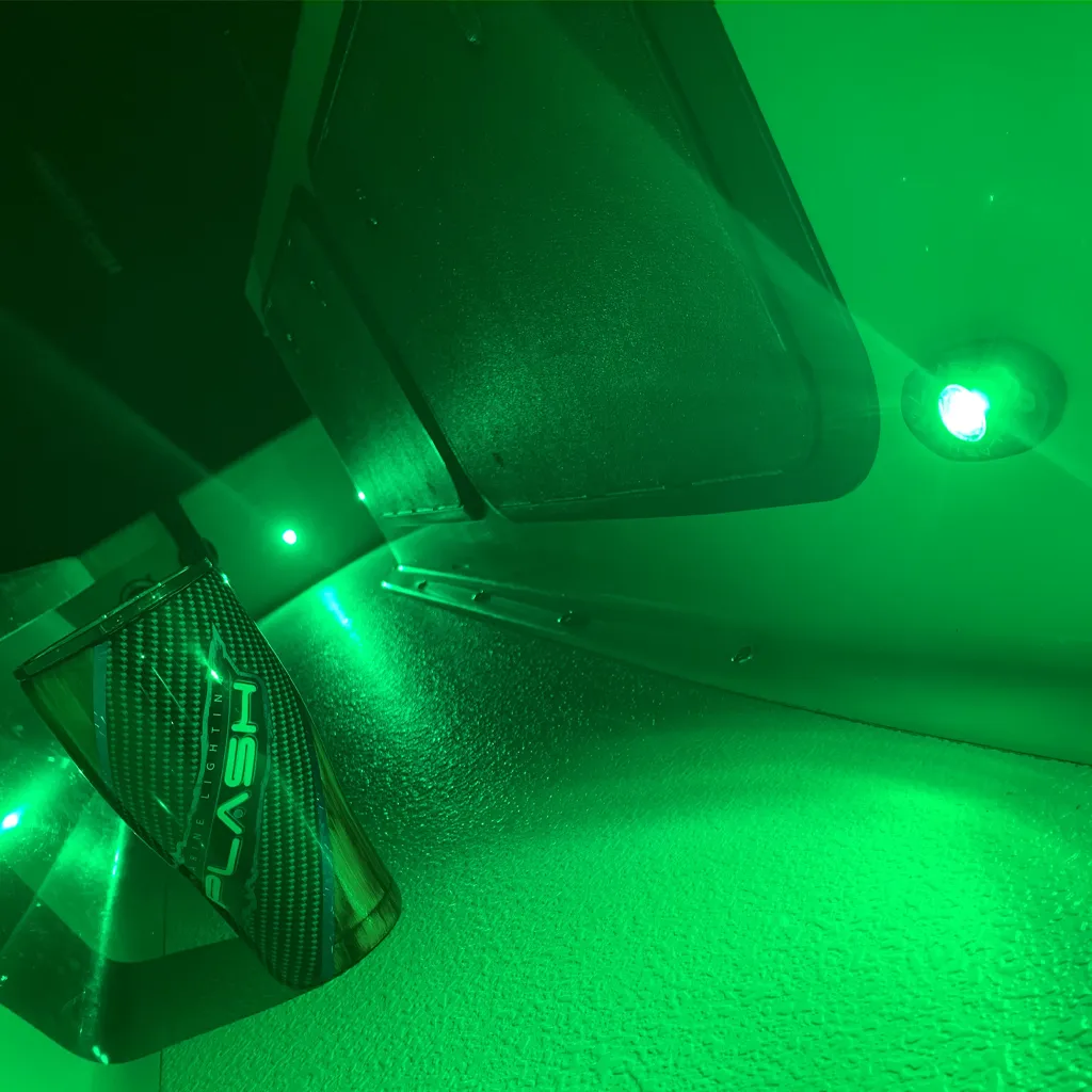 CORPUS - Green Carbon Fiber LED Deck Light - White Housing