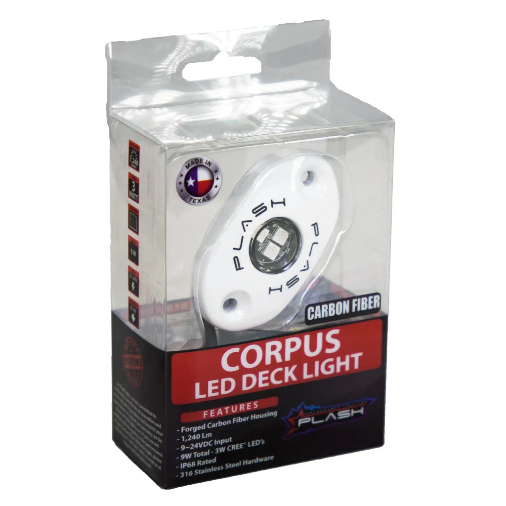 CORPUS - Green Carbon Fiber LED Deck Light - White Housing