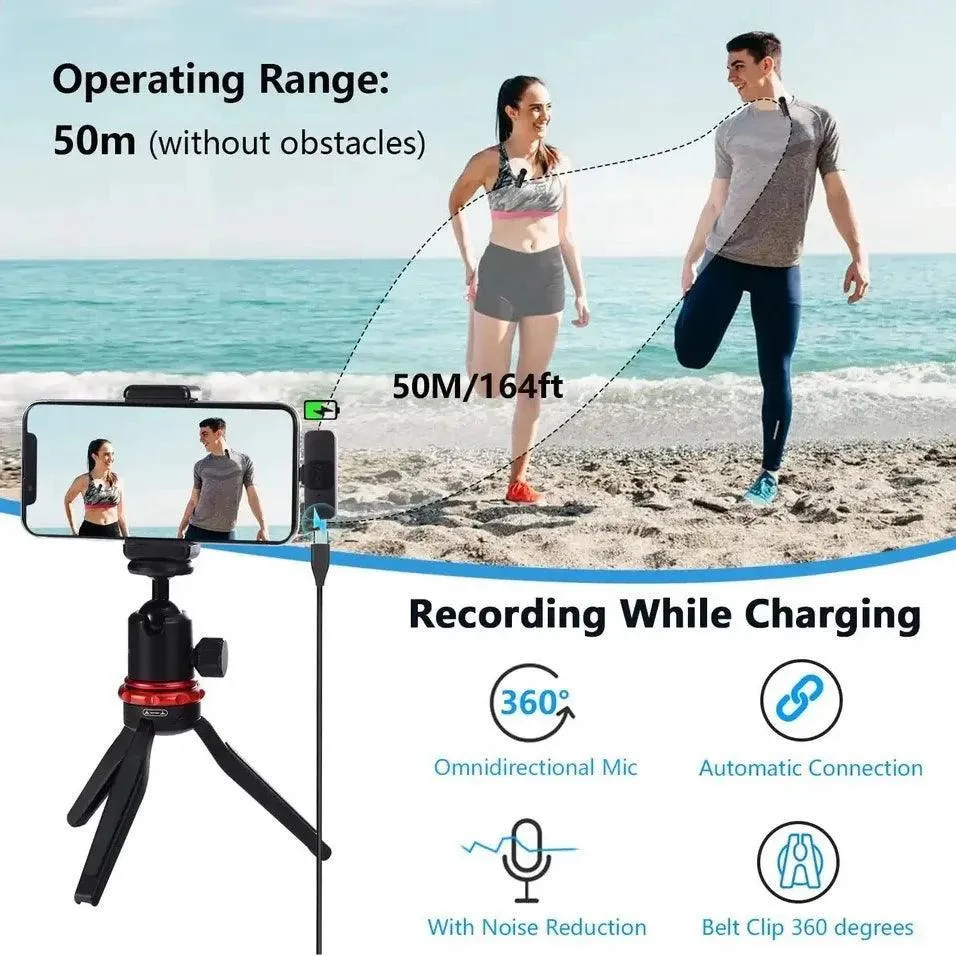 Crystal Clear Wireless Lavalier Microphone for YouTube Vlogging & Live Streaming