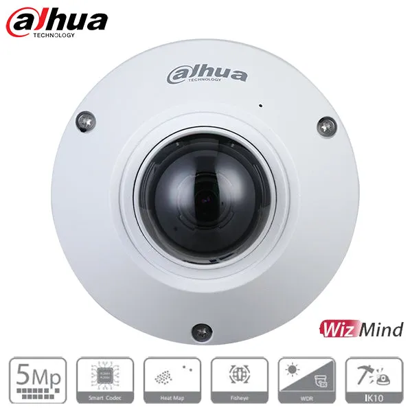 Dahua / IP / 5MP / Fisheye Camera / Fixed / 1.4mm Lens / Outdoor / IP67 / IK10 / WDR / 360° Panoramic / Built-in Microphone / 5 Year Warranty / N55CS5