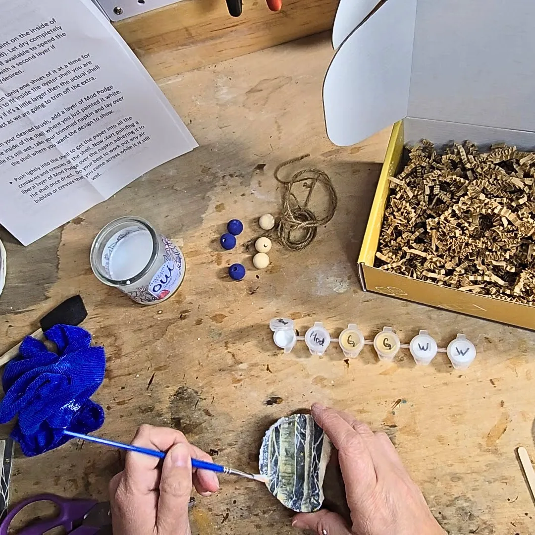 Decoupage Oyster Shell DIY Kit, Everything Included to Finish!