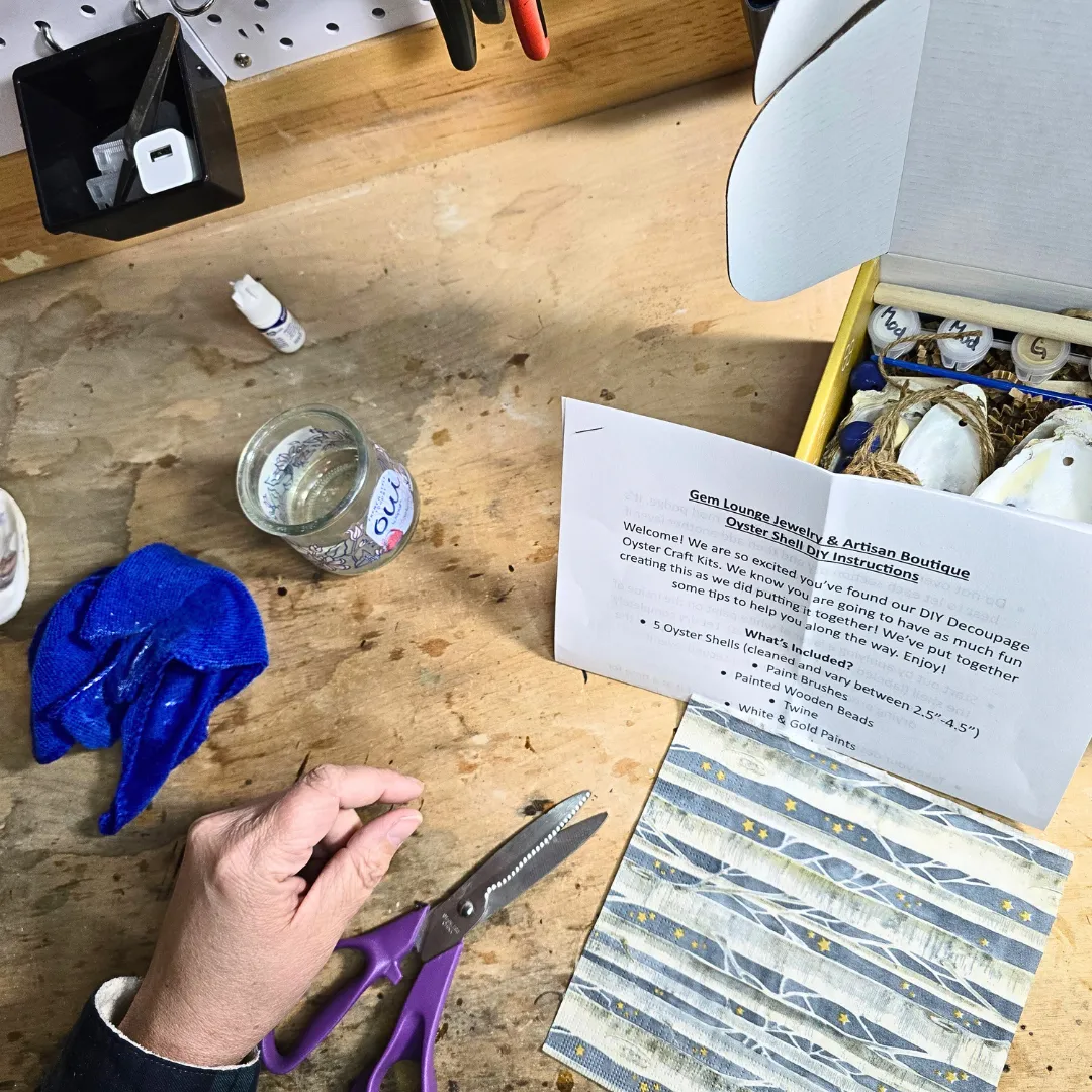 Decoupage Oyster Shell DIY Kit, Everything Included to Finish!