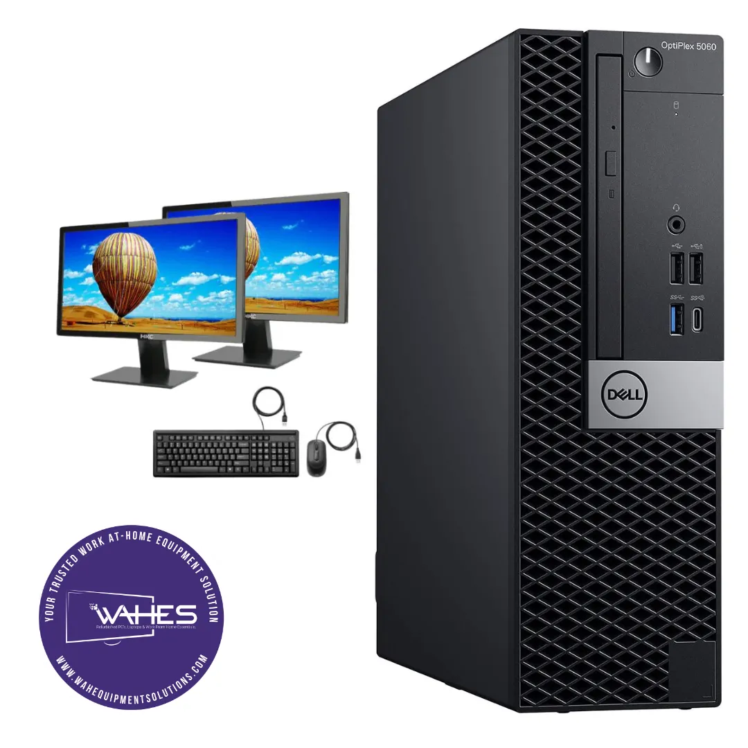 Dell Optiplex 5060 DT Refurbished GRADE A Dual Desktop PC Set (20-24" Monitor   Keyboard and Mouse Accessories):Intel i5-8th Gen's|8gb ram| 128GB SSD | WIN 11 PRO|Arise Work from Home Ready