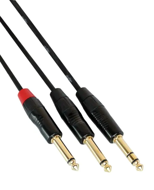 Digiflex HIN-1S-2P-15 Pro Insert Cable TRS to 2x Phone Plugs - 15 Foot