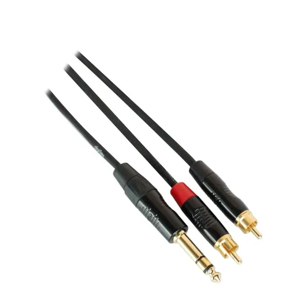 Digiflex HIN-1S-2R-15 Pro Splitter Cable TRS to 2x RCA Plug - 15 Foot