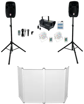 DJ Kit Rockville RPG102K with 10" Speakers   Mic   Stands   Front   Overhead Light   LED Fog RPG102K RFAAW DJ PACK 3