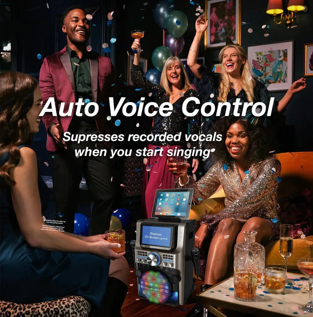 Easy Karaoke Ultimate Bluetooth Karaoke Machine with LED Multi-Colour Light Effects