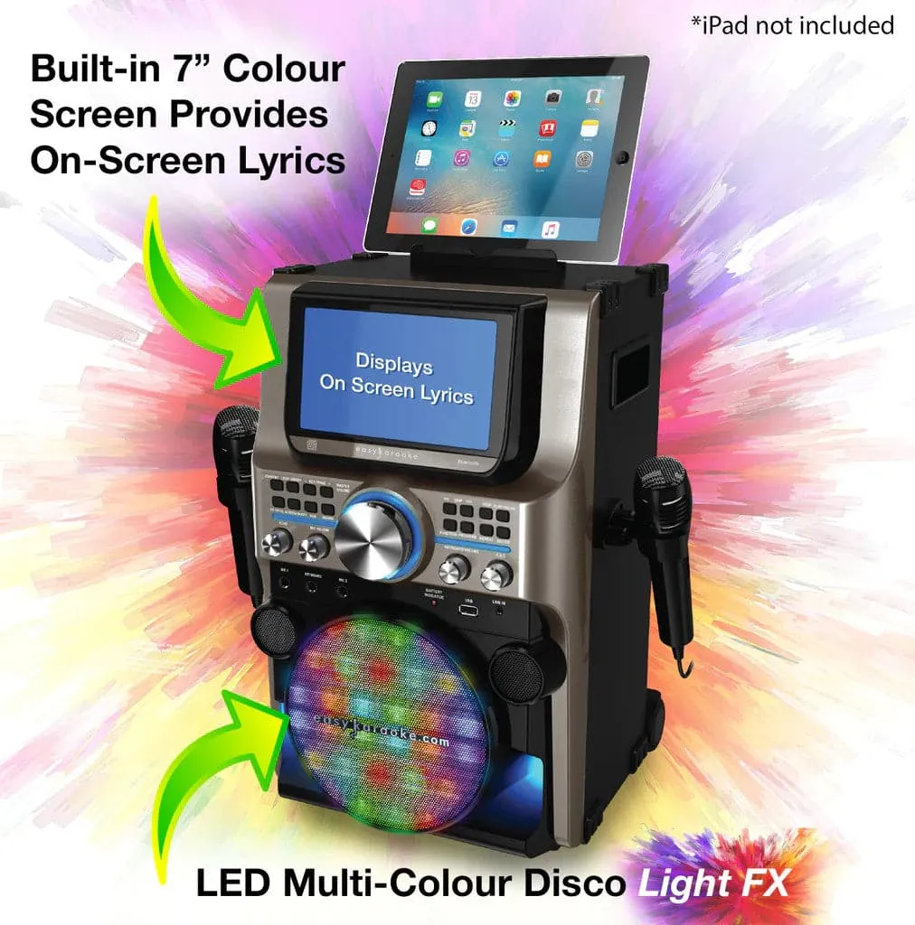 Easy Karaoke Ultimate Bluetooth Karaoke Machine with LED Multi-Colour Light Effects