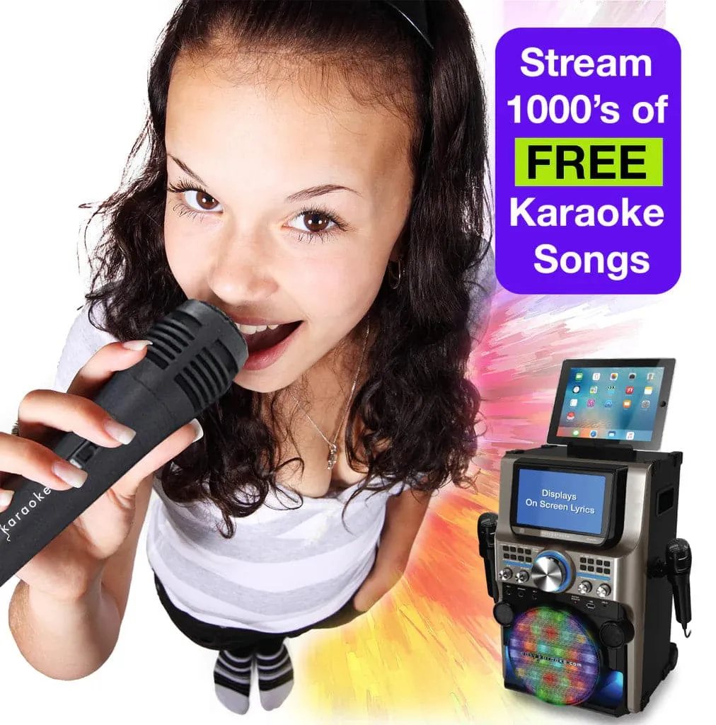 Easy Karaoke Ultimate Bluetooth Karaoke Machine with LED Multi-Colour Light Effects