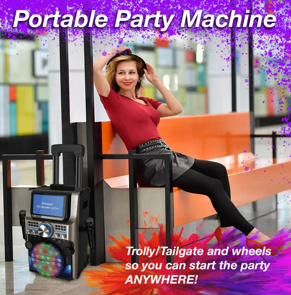Easy Karaoke Ultimate Bluetooth Karaoke Machine with LED Multi-Colour Light Effects