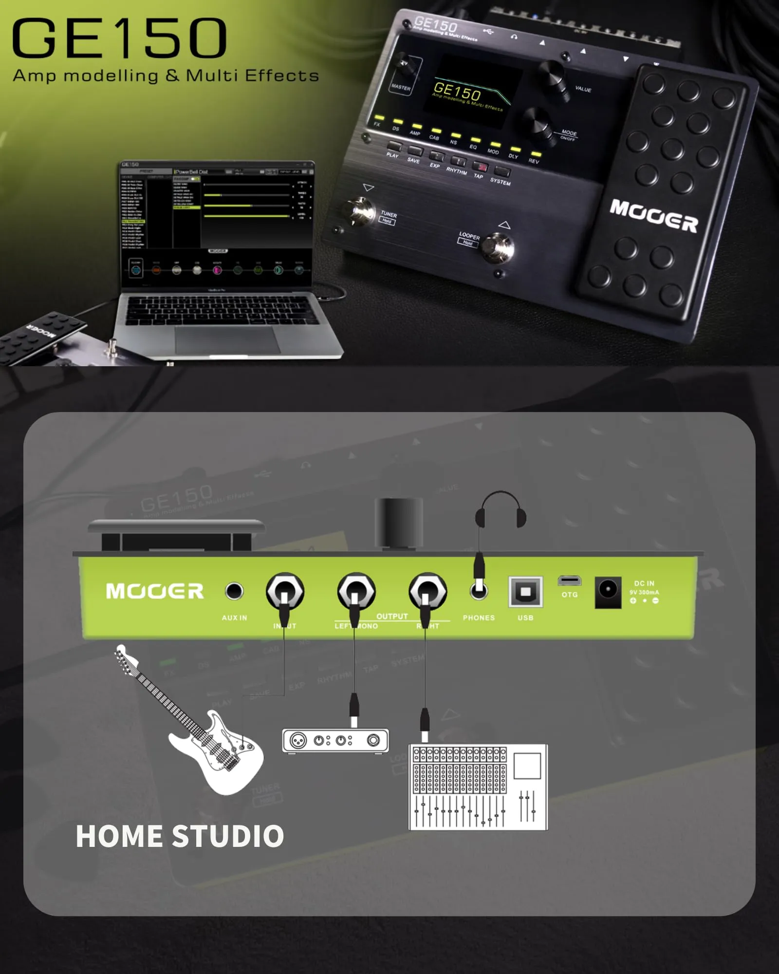 Electric Guitar Amp Modelling Multi Effects Pedal Portable.