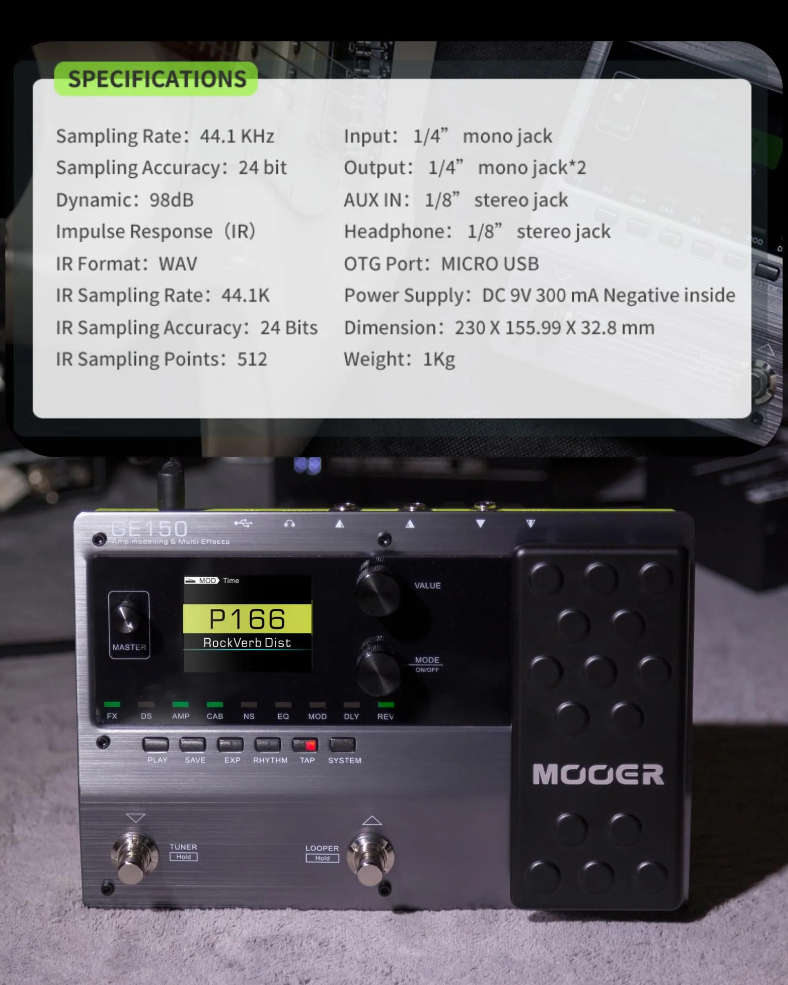 Electric Guitar Amp Modelling Multi Effects Pedal Portable.