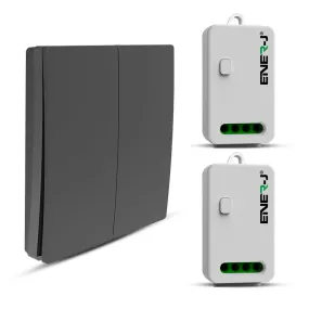 ENER-J 2 Gang Wireless Kinetic Switch, Black   2 units of 500W RF Receiver