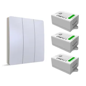 ENER-J 3 Gang Wireless Kinetic Switch (white body)   3 x 500W RF receiver
