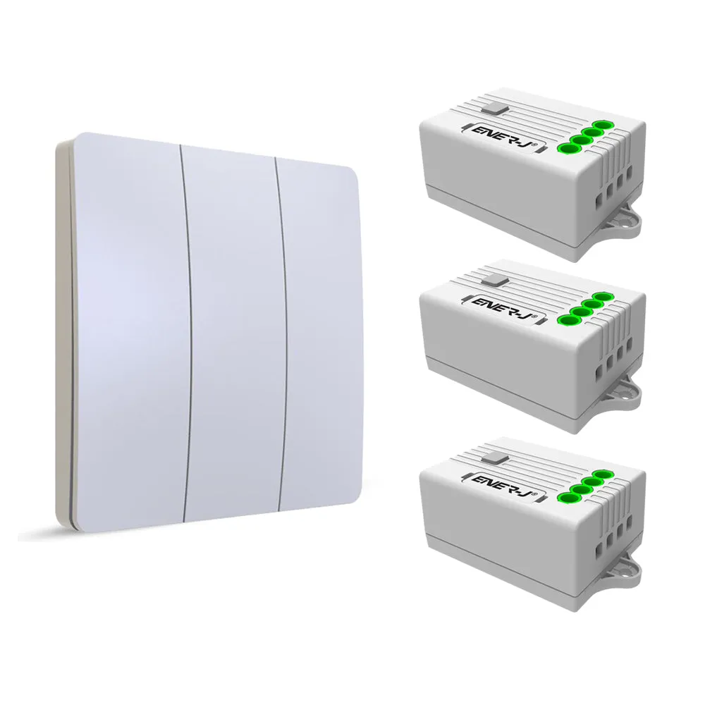 ENER-J 3 Gang Wireless Kinetic Switch (white body)   3 x 500W RF receiver