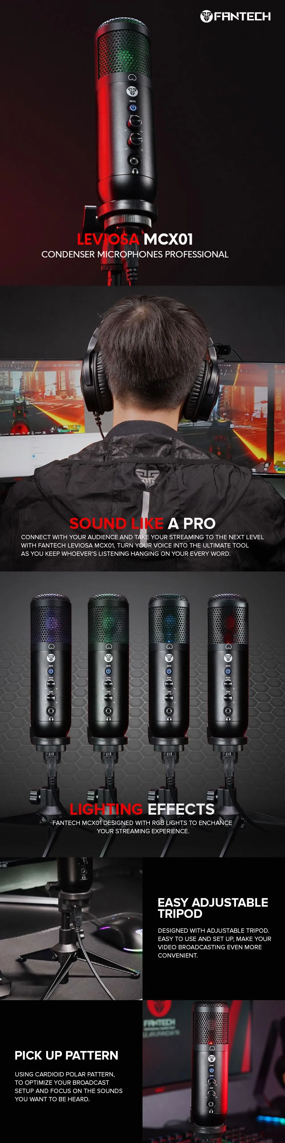 Fantech MCXO1 Leviosa RGB Illumination USB Microphone