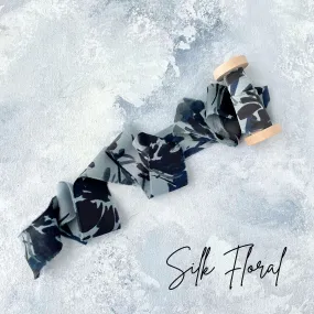 Floral Silk Dusty Blue Flat Lay Ribbon
