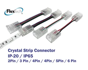 FluxTech - IP20 / IP65 Strip to Wire Crystal Connector for 10/12mm Strip. Pack x 2 Pcs