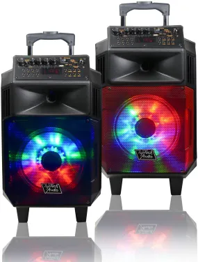 Fully Amplified 1300 Watts Peak Power 8” Portable Speaker with LED Light