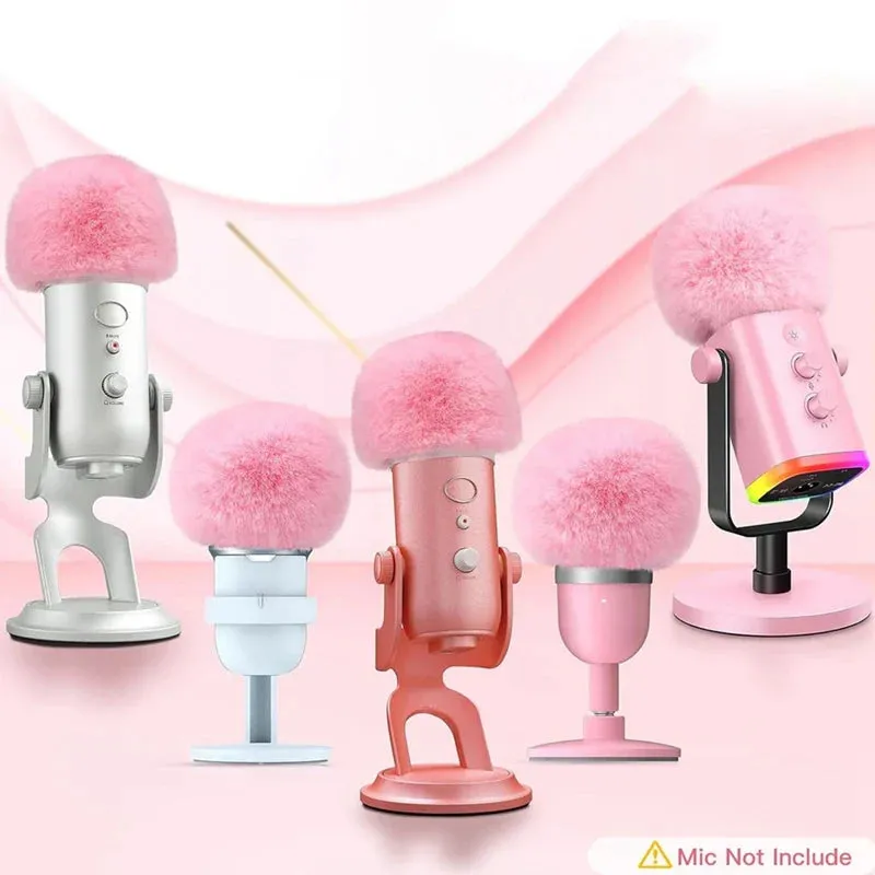 Fuzzy Pink Foam Microphone Dust Muff Cover