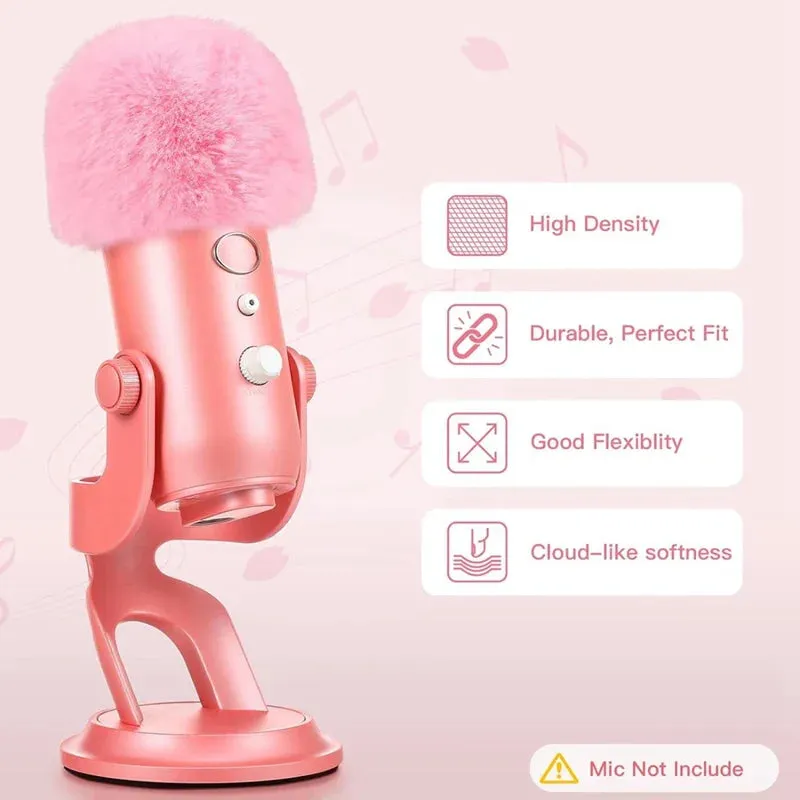 Fuzzy Pink Foam Microphone Dust Muff Cover