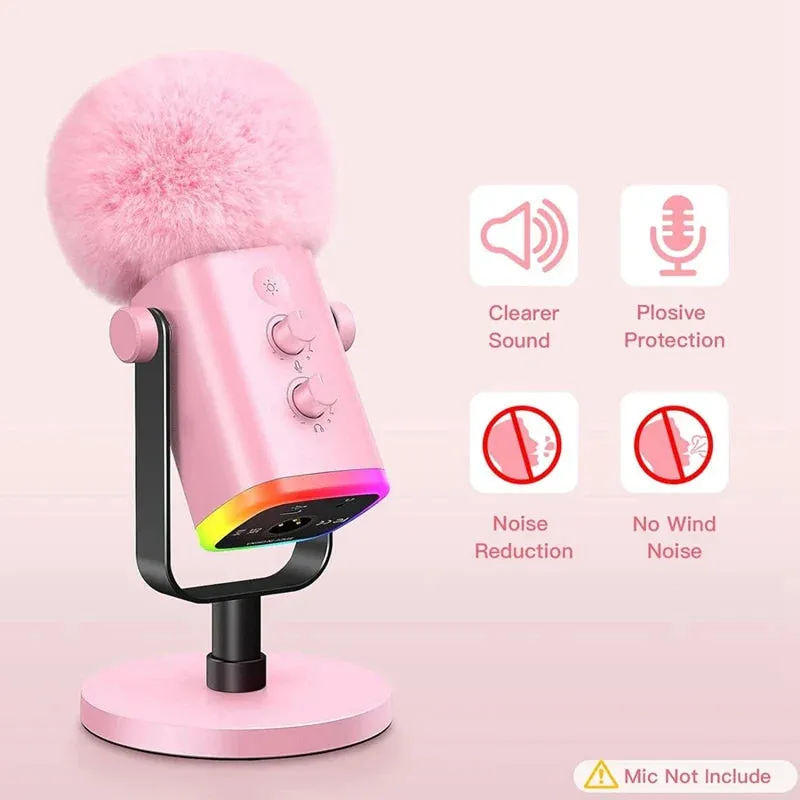 Fuzzy Pink Foam Microphone Dust Muff Cover