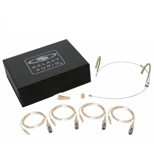 Galaxy Audio HSM8-OBG-4ATCH Beige Dual Ear Omni-Directional Headset Microphone with 4 Cables for Audio-Technica Gen 2 Models