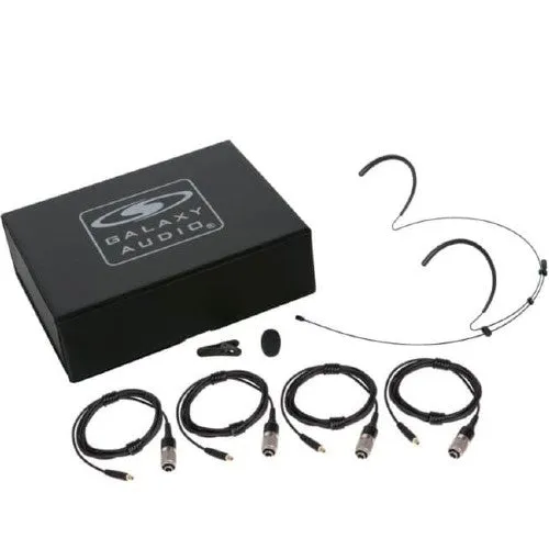 Galaxy Audio HSM8-OBK-4ATCH Black Dual Ear Omni-Directional Headset Microphone with 4 Cables for Audio-Technica Gen 2 Models