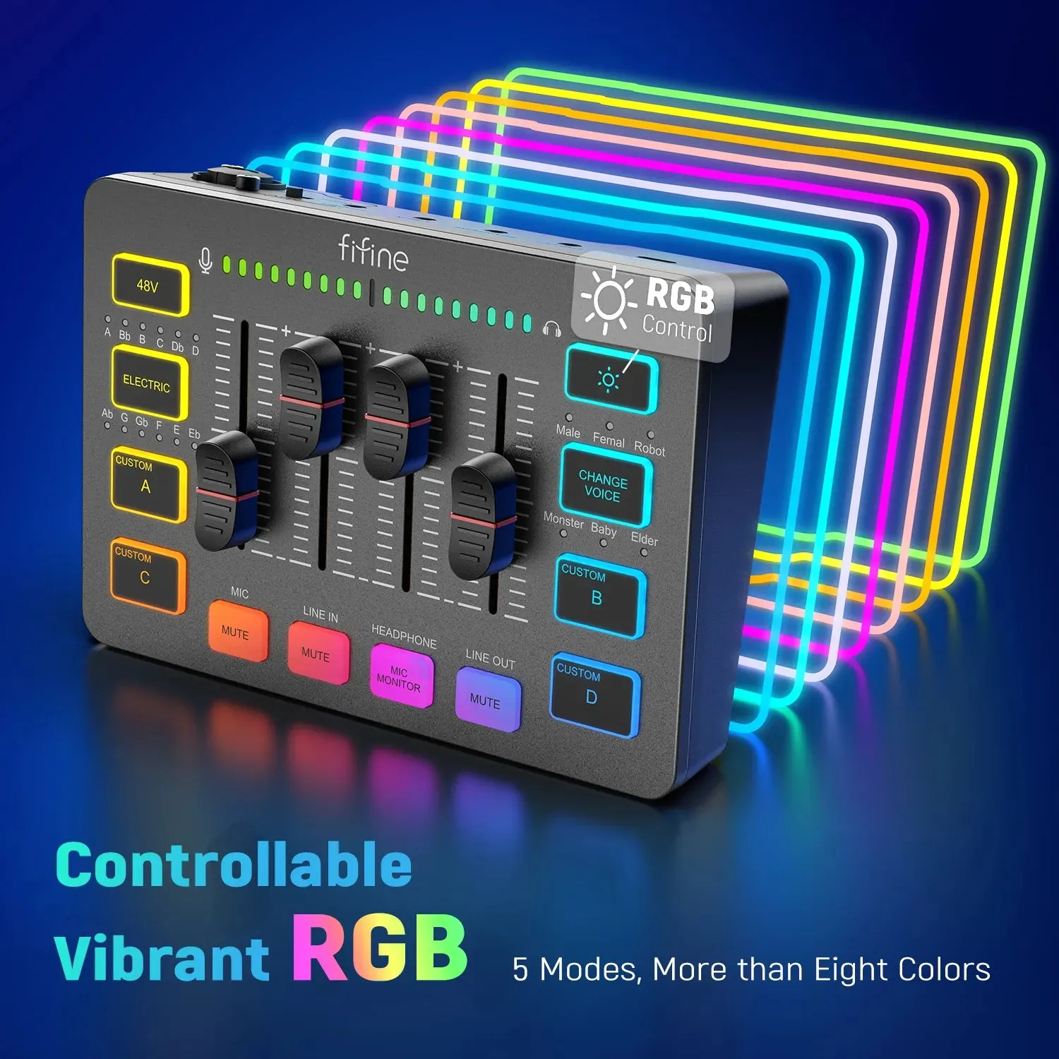 Gaming Audio Mixer Streaming 4-Channel RGB Mixer
