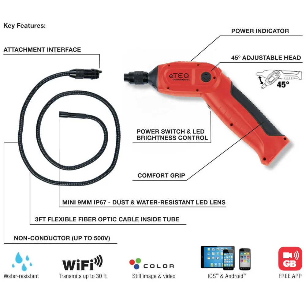 Gardner Bender® WIC-100 Electrician's Wireless Wi-Fi Inspection Camera