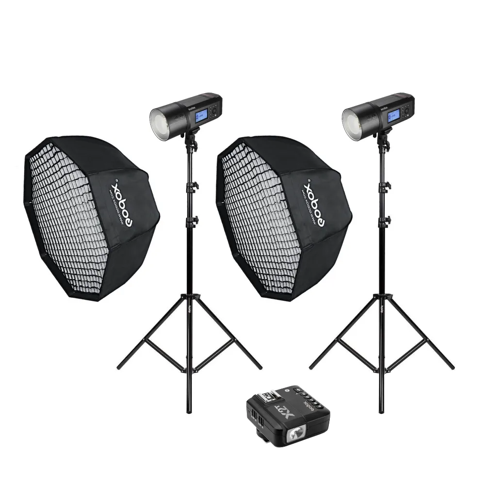 Godox 2x AD600Pro Professional 1200W Portable Studio Flash Lighting Kit - Bundle