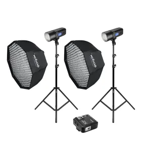 Godox 2x AD600Pro Professional 1200W Portable Studio Flash Lighting Kit - Bundle