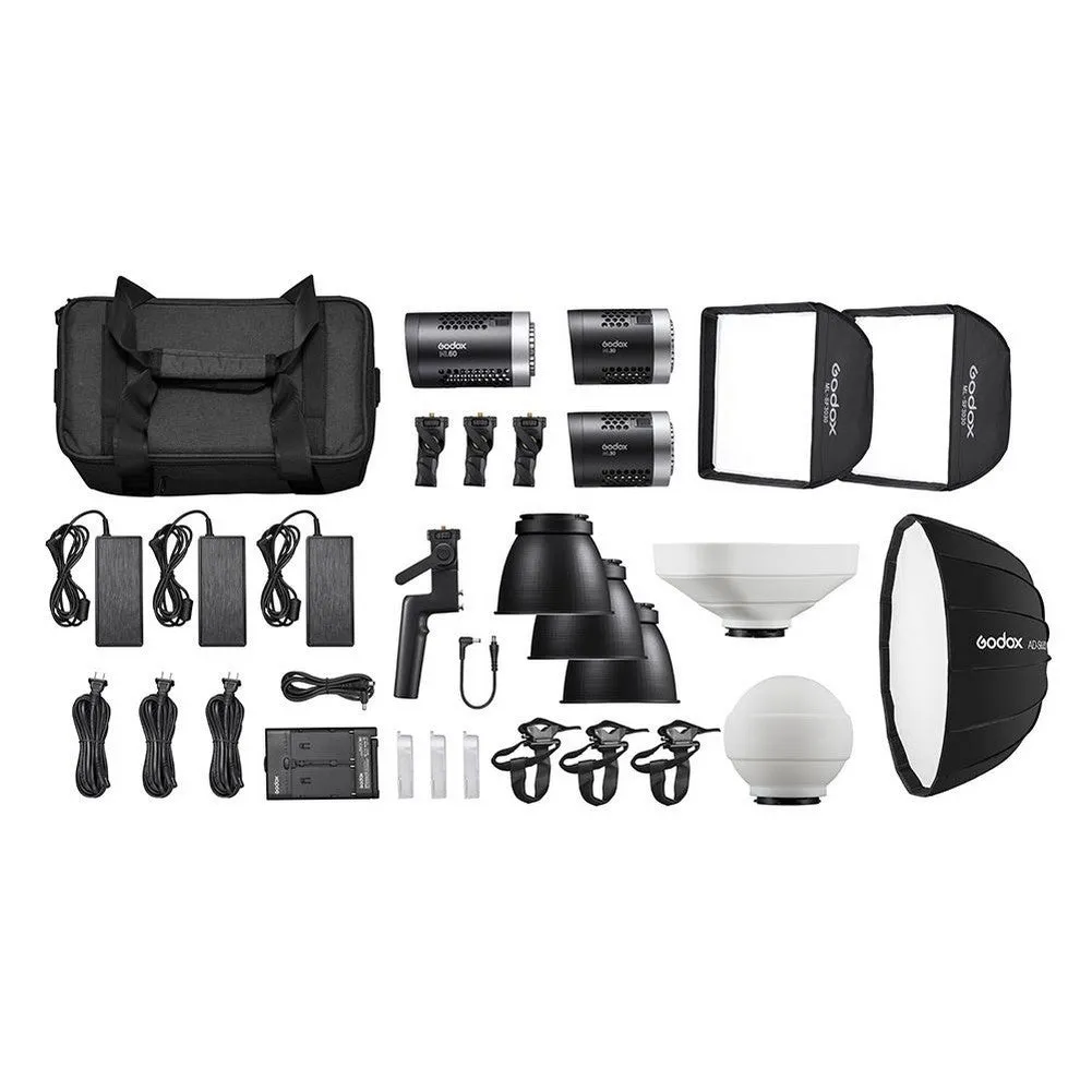 Godox ML-Kit1 ML60 & ML30 Daylight 3 Head LED Light Kit