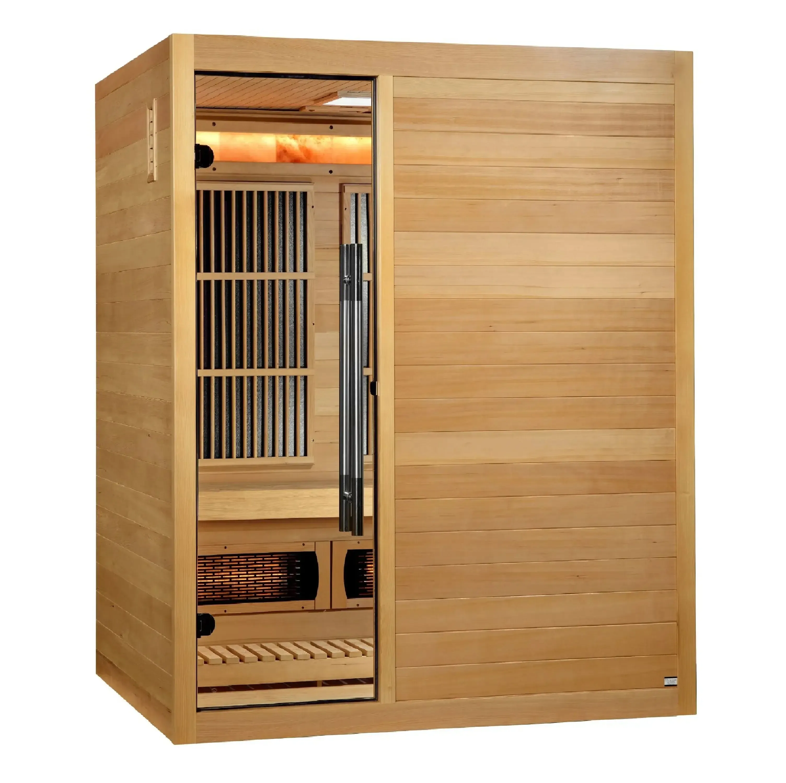 Golden Designs Soria 3-Person Hybrid Indoor Sauna w/ Full Spectrum Infrared & Harvia Traditional Electric Heater Kit | GDI-8330-01