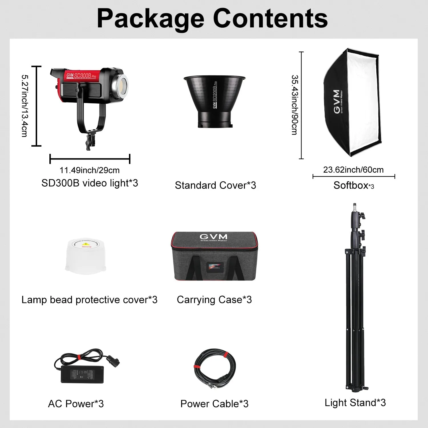 GVM PRO-SD300B 300W Bi-Color Monolight With Softbox  3 kits