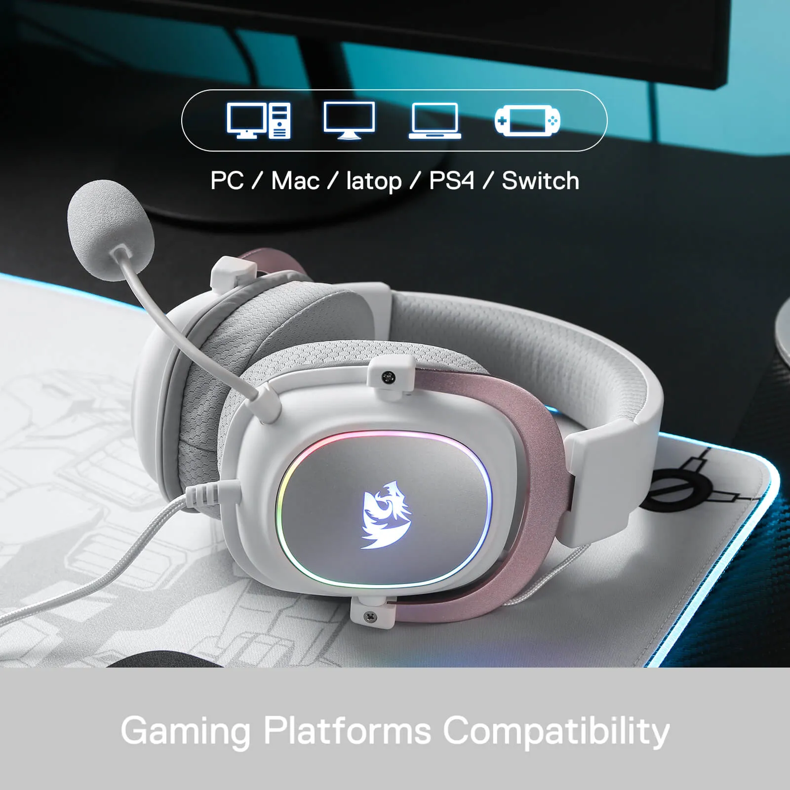 H510 ZEUS-X RGB White Wired Gaming Headset
