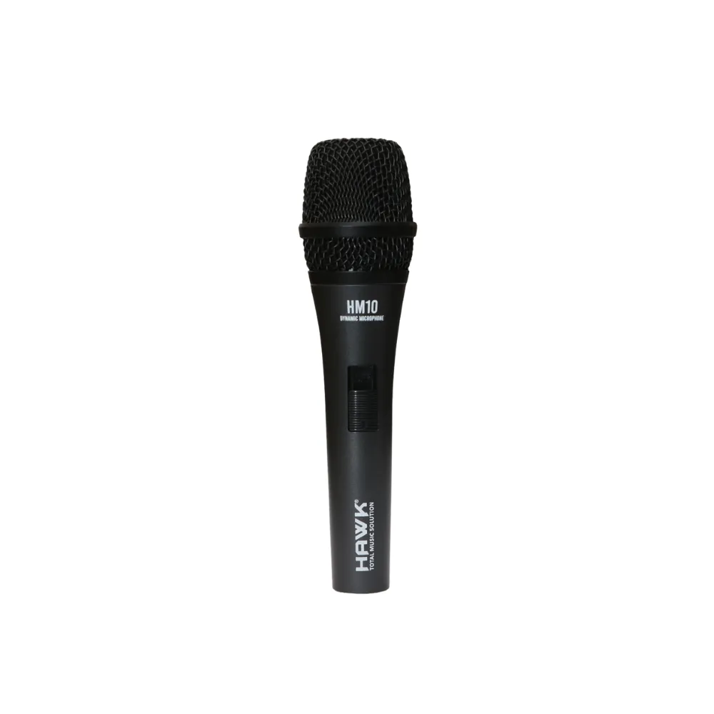 Hawk Proaudio HM 10 Handheld Dynamic Cardioid Wired Mic for Live, Recording, Speech with mic Holder and Pouch with ON/Off Switch, (Mic Cable Not Included)